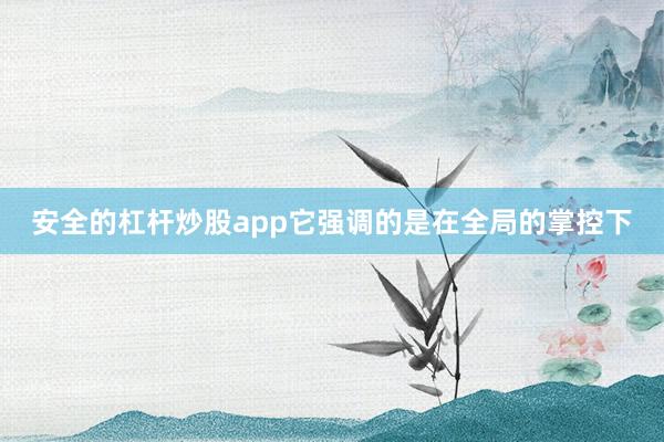 安全的杠杆炒股app它强调的是在全局的掌控下