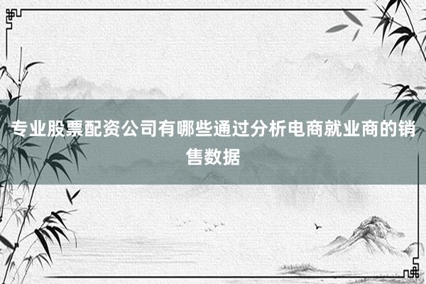 专业股票配资公司有哪些通过分析电商就业商的销售数据