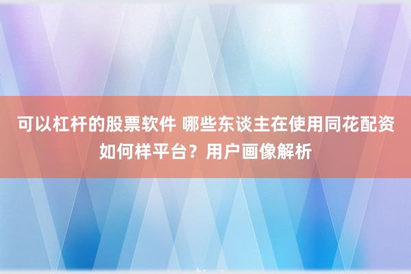 可以杠杆的股票软件 哪些东谈主在使用同花配资如何样平台？用户画像解析