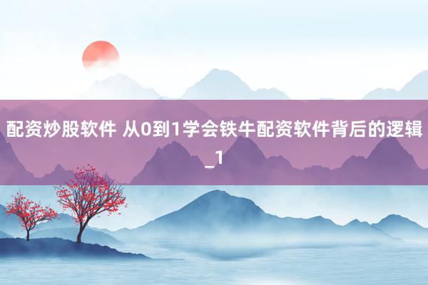 配资炒股软件 从0到1学会铁牛配资软件背后的逻辑_1