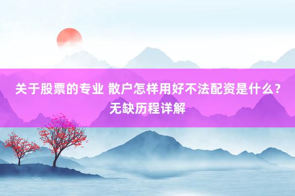 关于股票的专业 散户怎样用好不法配资是什么？无缺历程详解