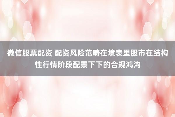 微信股票配资 配资风险范畴在境表里股市在结构性行情阶段配景下下的合规鸿沟