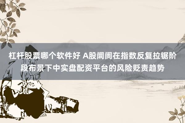 杠杆股票哪个软件好 A股阛阓在指数反复拉锯阶段布景下中实盘配资平台的风险贬责趋势